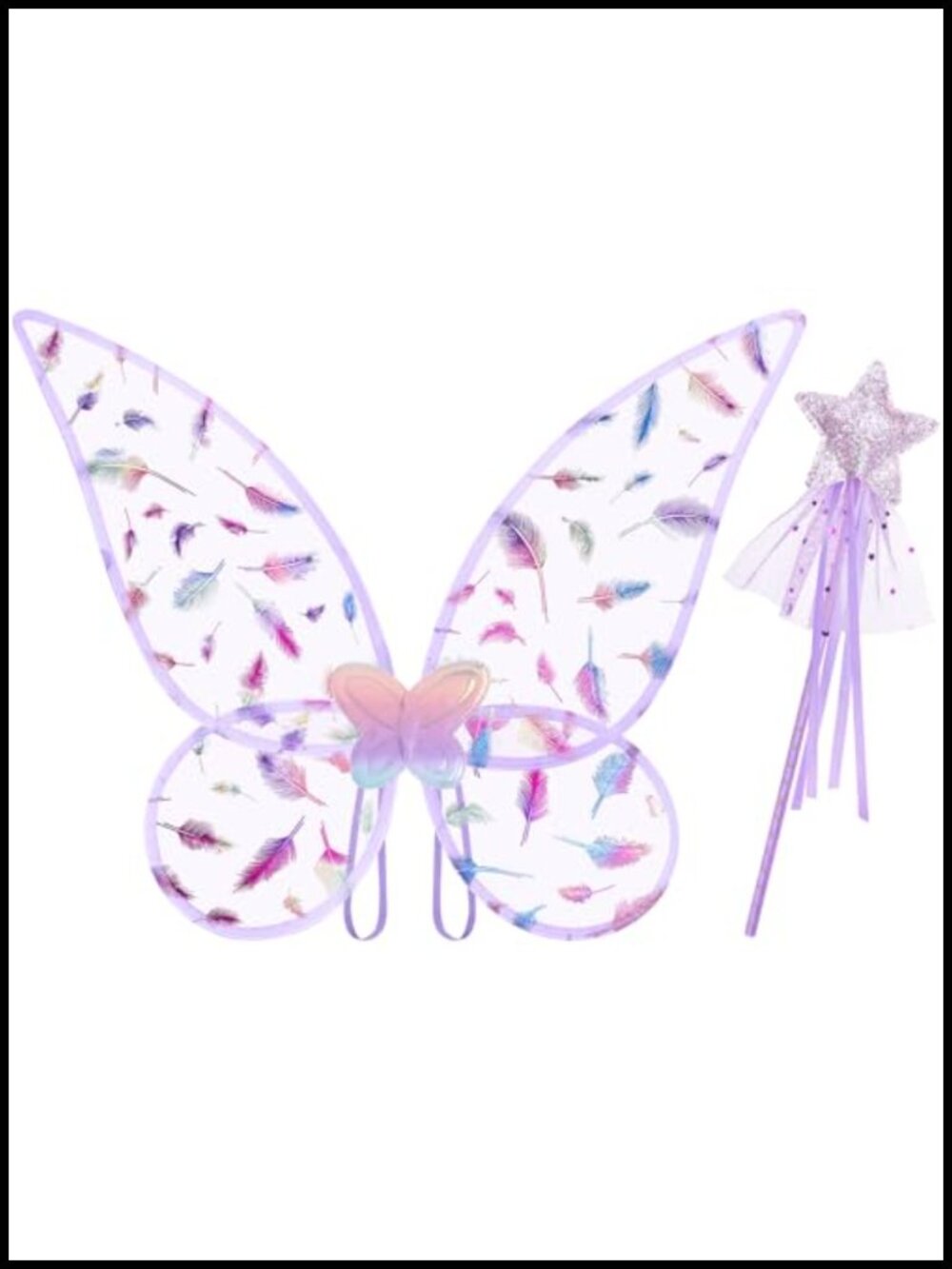 Fairy Wings Costume Set with Wand Girls Cosplay Dress Up Accessory